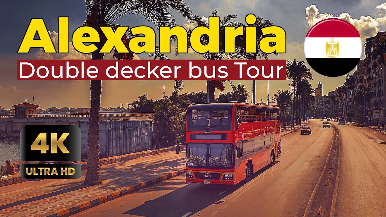 7AM Alexandria bus ride through the heart of Alexandria - Corniche St - Bus Route
