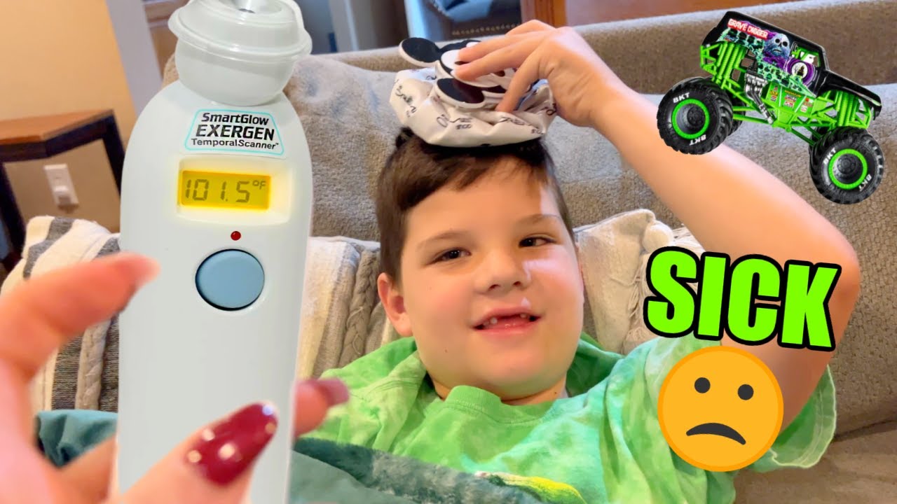 CALEB is SICK! KIDS Sick Day Morning Routine with Monster Trucks in Our House