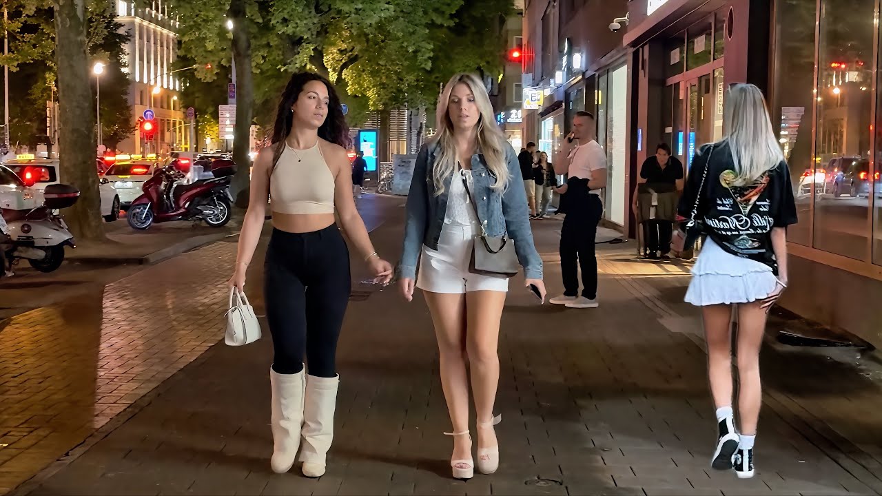 NIGHTLIFE IN GERMANY | German Girls, summer parties at the nightclub in Düsseldorf in 4K