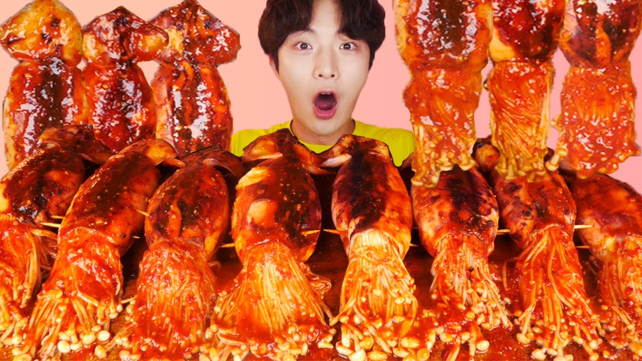 RUS SUB)Кальмар Беспокойство Сыр Еда Mukbang🦑Squid+Mushroom+Cheese Korean Seafood ASMR 후니 Hoony