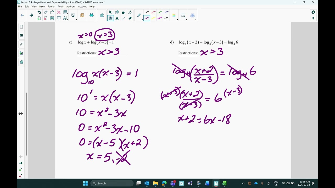 Lesson 8.4: Logarithmic and Exponential Equations (Video Lesson)