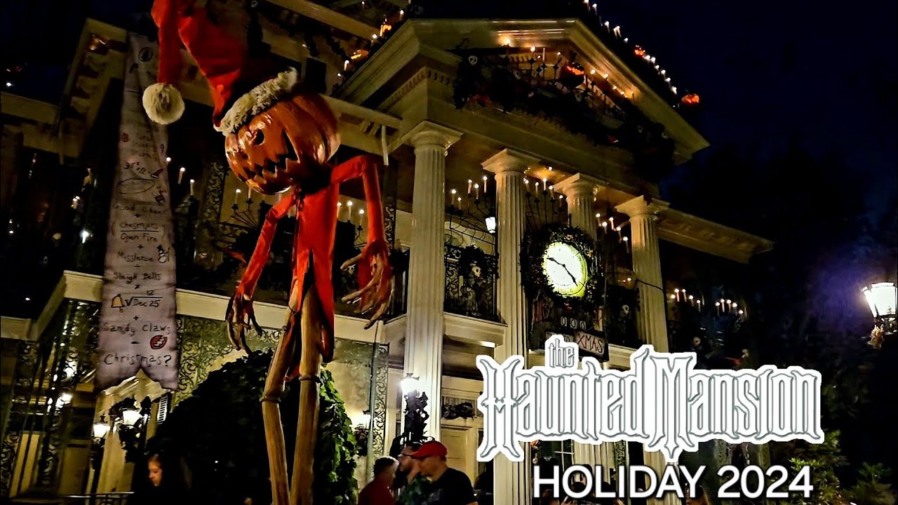 Haunted Mansion Holiday 2024 Ride POV - The Nightmare Before Christmas Overlay At Disneyland Park