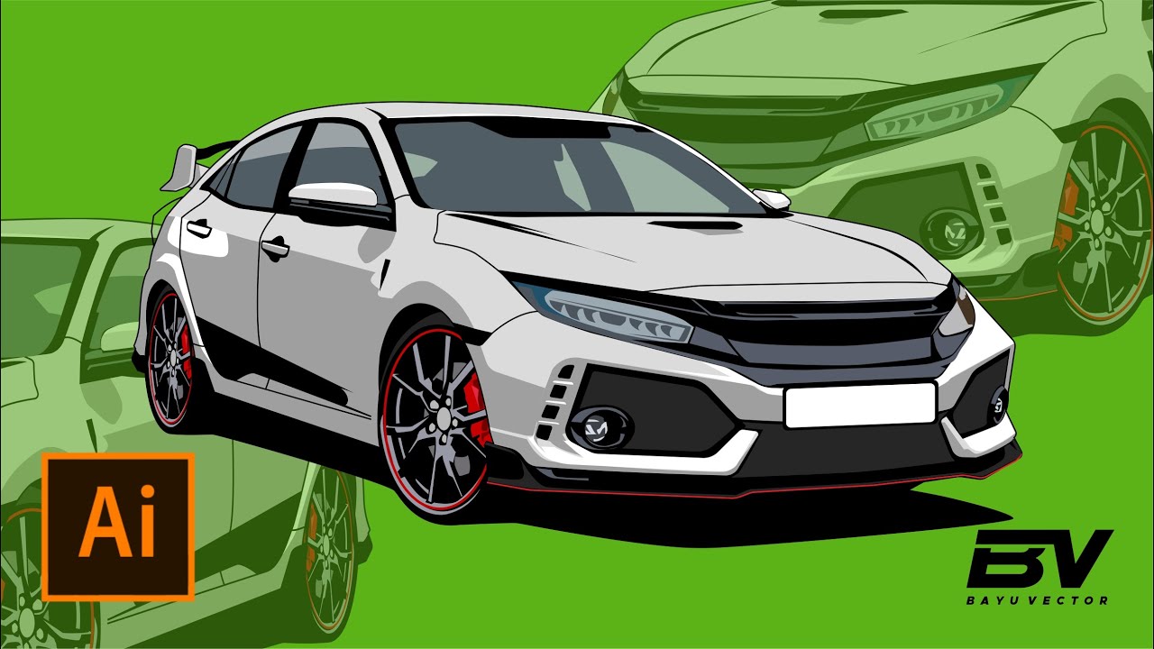5 Steps to Draw Honda Civic in Adobe Illustration l Speed Art l Tutorial