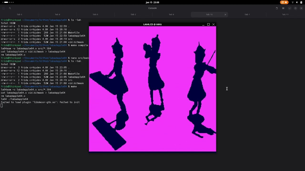 Bad Apple running on LA64