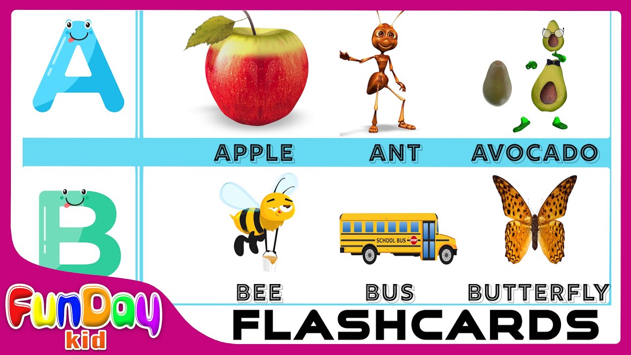 ABC Flashcards for Toddlers | Babies First Words | ABCD Alphabets for Kids | preschool | @FunDayKid