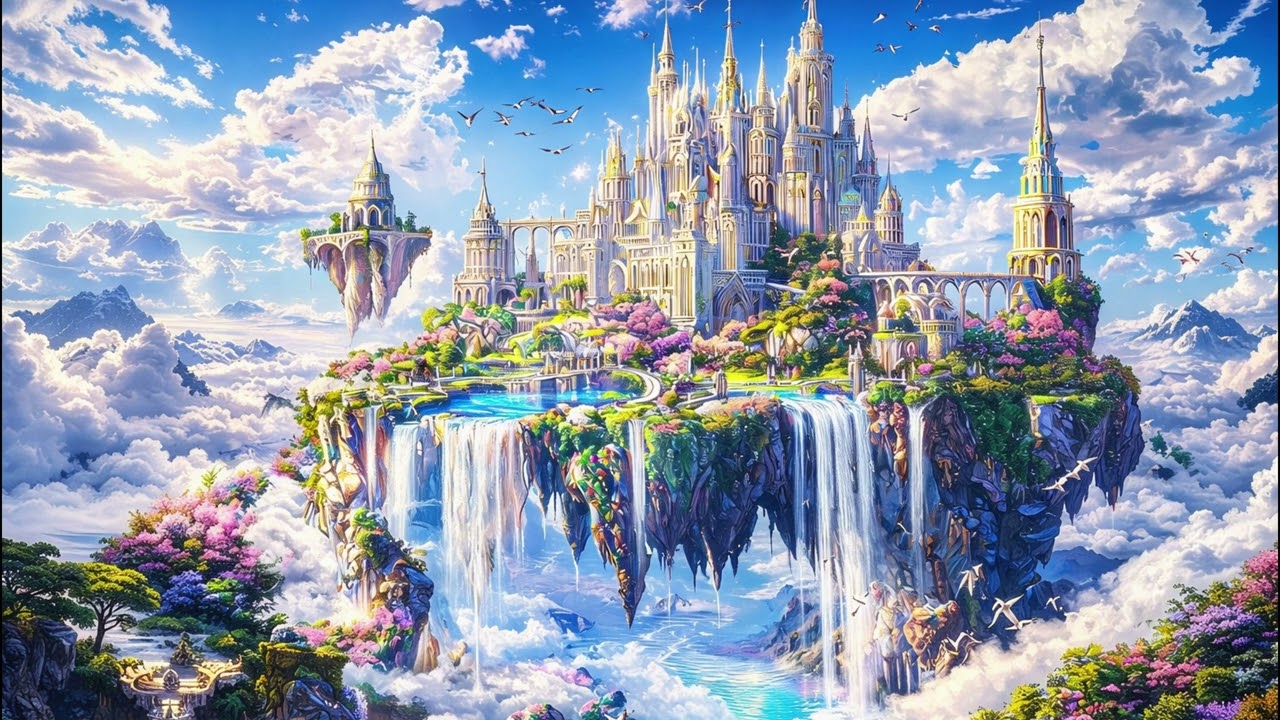 Celestial Floating Citadel in the Heavens| Young Wizard's Relaxing Dream 4K |Tranquil Ambience No Ad