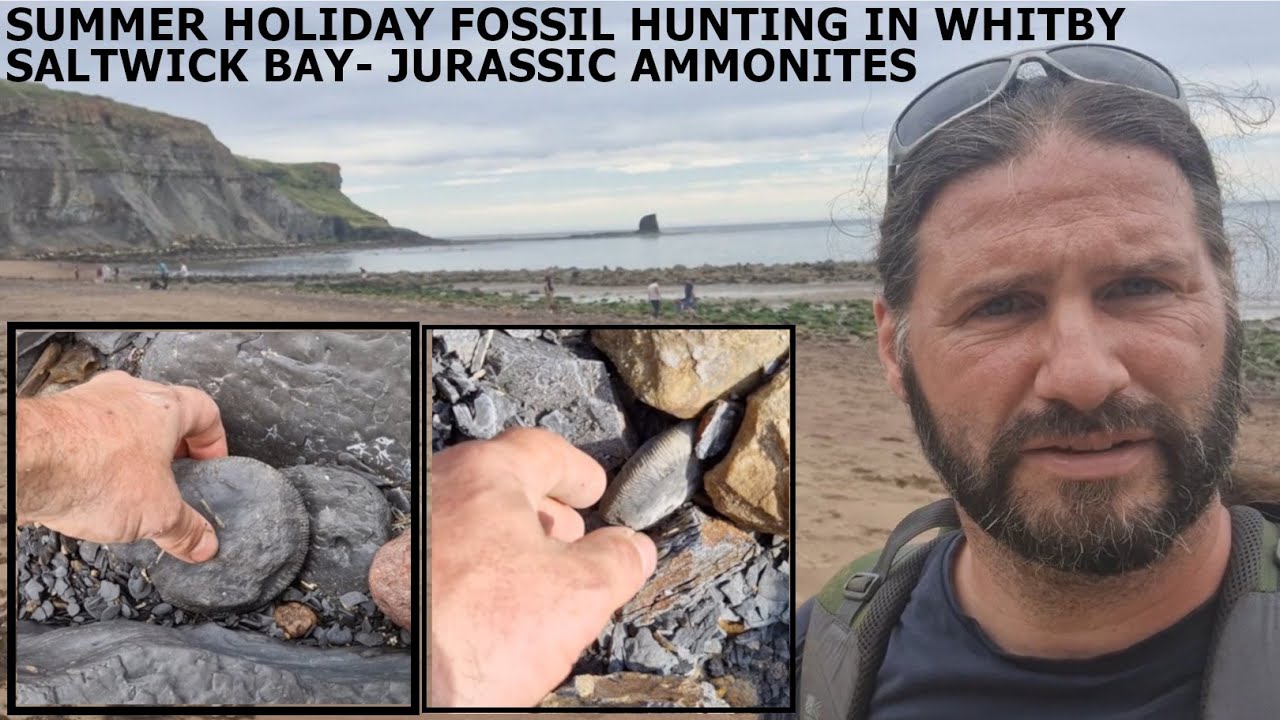 Summer Holiday Fossil Hunting in Whitby, Saltwick Bay UK for Jurassic coast ammonites.