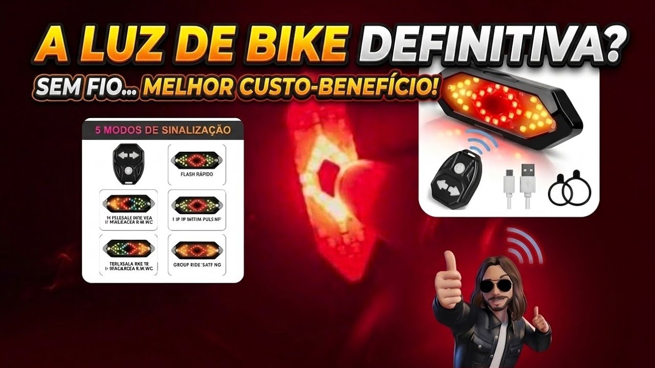 Lanterna com pisca para patinete, bike, citycoco. Sem fio! 