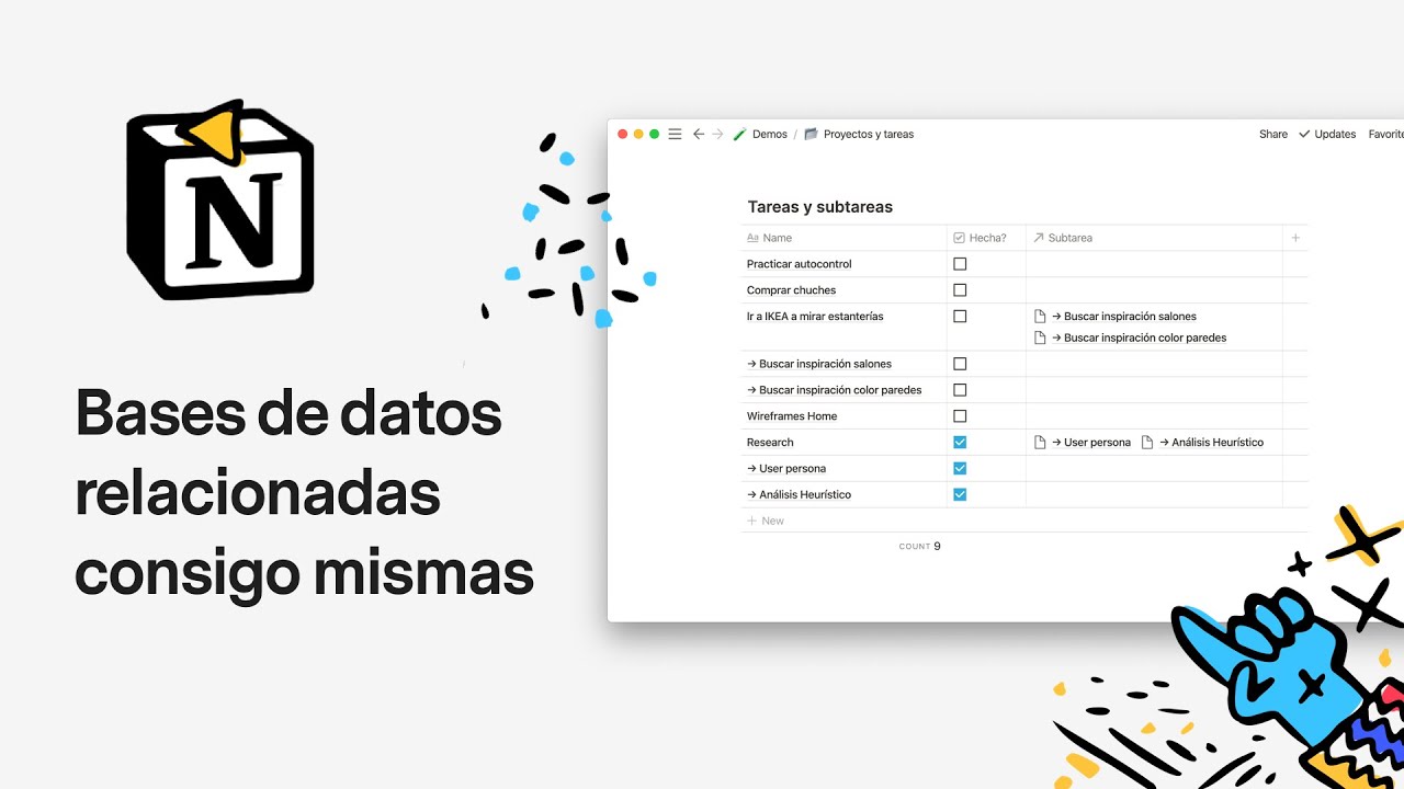 Aprende Notion. Bases de datos relacionadas consigo mismas