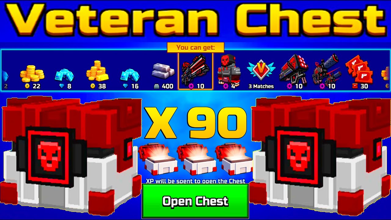 Open 90 Veteran Chests (Bought Almost All Weapons) - Pixel Gun 3D