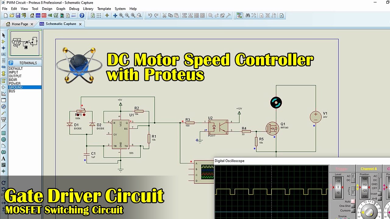 Gate Driver Circuit of MOSFET | DC Motor Speed Controller using IC 555 Timer | Power Electronics