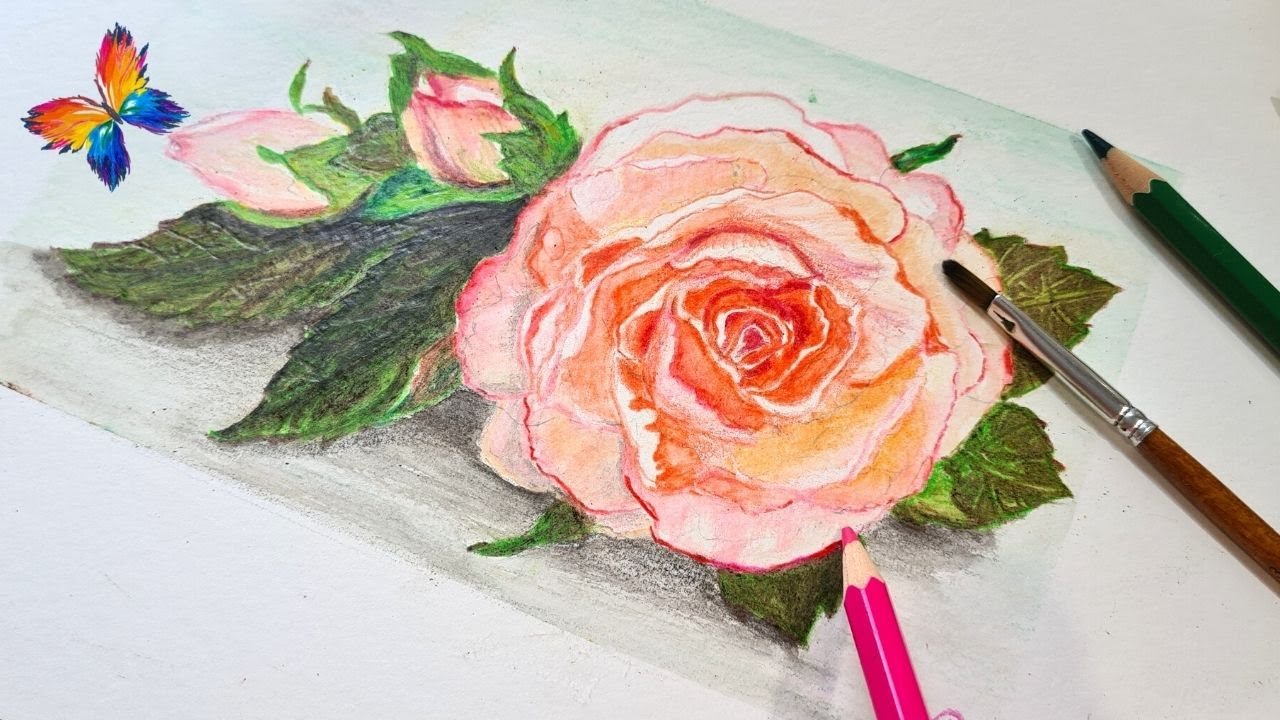 Cómo dibujar flores con LAPICES ACUARELABLES / Para principiantes