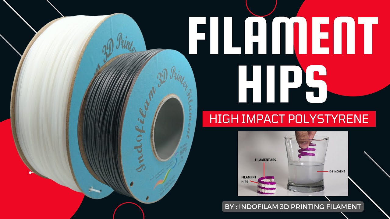 Filament HIPS HI PS High Impact Polystyrene Filamen 1.75mm Refill Tinta 3D Printing