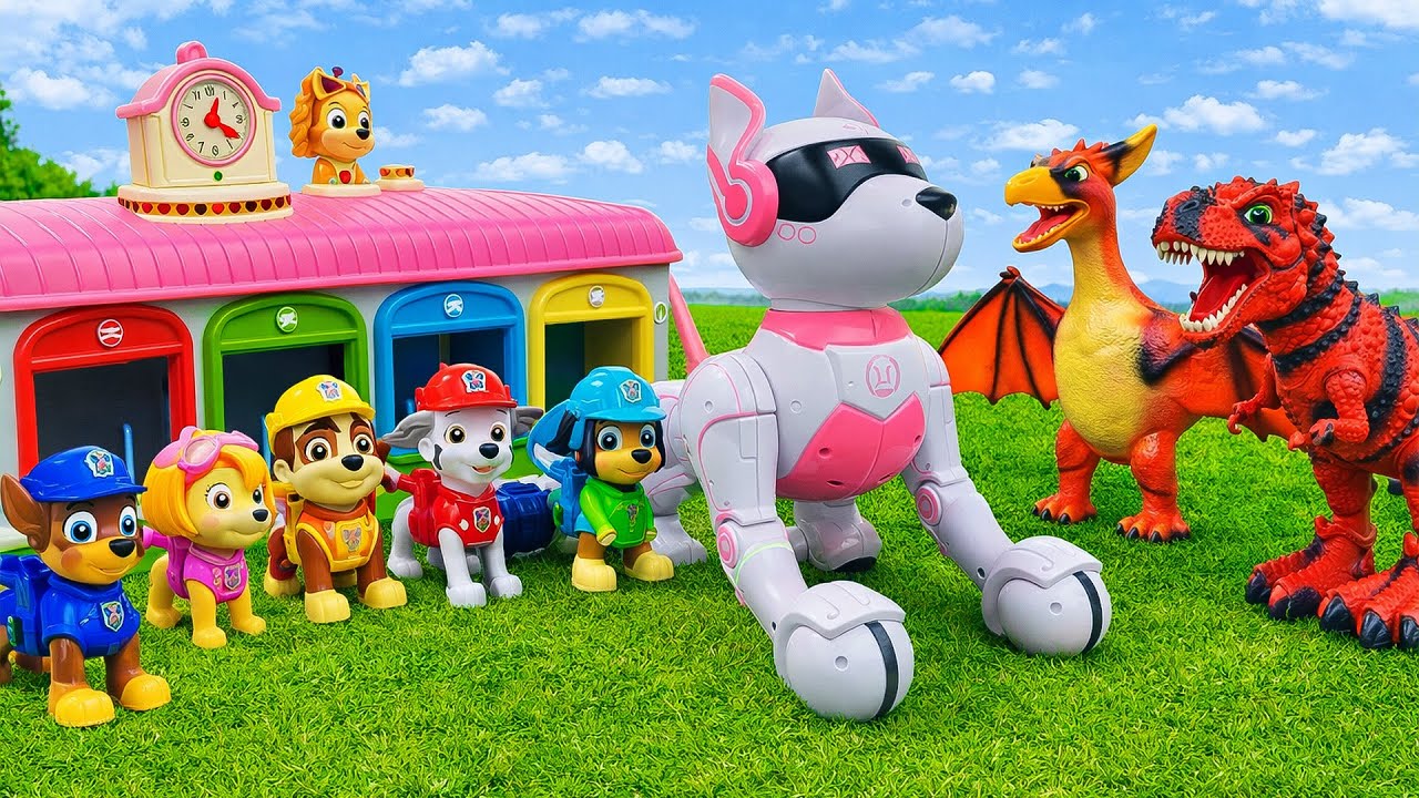 Monster Quetzalcoatlus, T-rex Catch Paw Patrol & Brave Robo Dog | Funniest Dinosaur Toy Movie