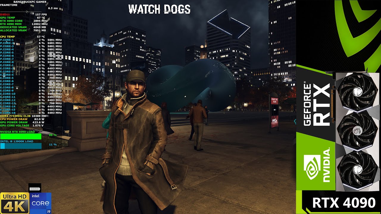 Watch Dogs E3 2012 Definitive edition update Ultra Settings 4K | RTX 4090 | i9 13900K