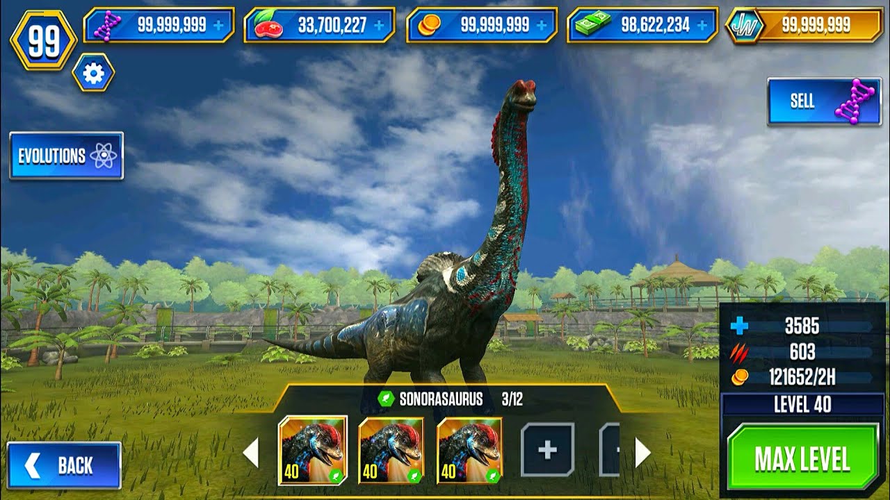 NEW UPGRADE SONORASAURUS MAX X3 LEVEL 40 | JURASSIC WORLD THE GAME