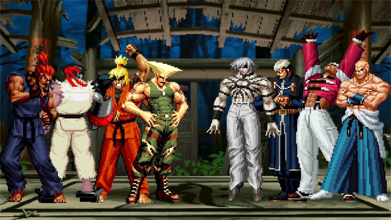 [KOF Mugen] Dragon Ken, Cyber Ryu, Shin Akuma & Guile Team vs Goenitz, Yashiro, Orochi & Geese Team