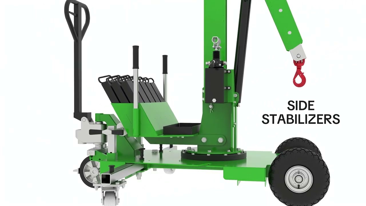 Miload mini crane MG400 with removable counterweights - animated presentation