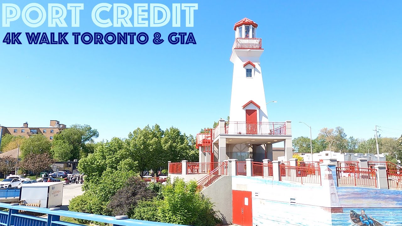 Port Credit, Mississauga - Port Credit Station - Lakeshore Rd.: 4K Slow Walk Toronto & GTA, Canada