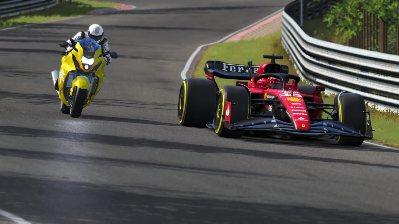 Suzuki Hayabusa 2022 vs F1 Ferrari SF-23 Charles Leclerc at Nordschleife
