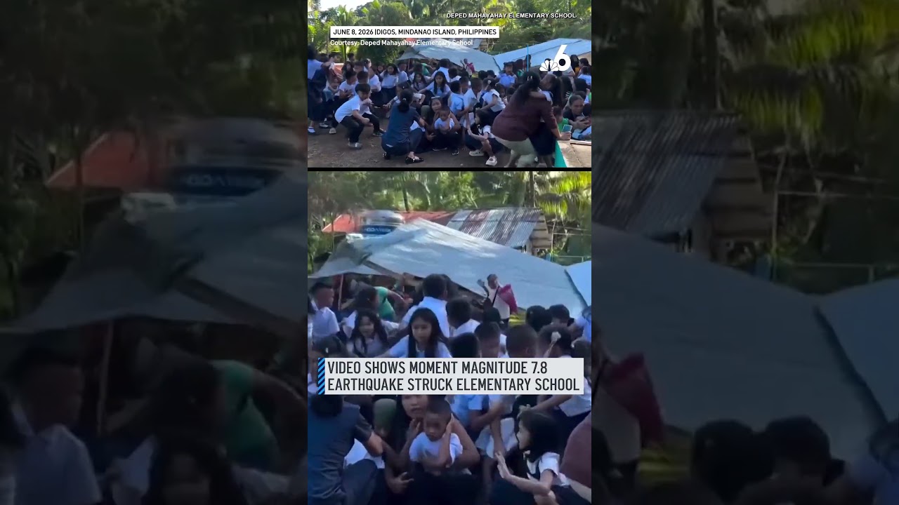 Video from an elementary school shows the moment magnitude 7.8 earthquake struck Philippines