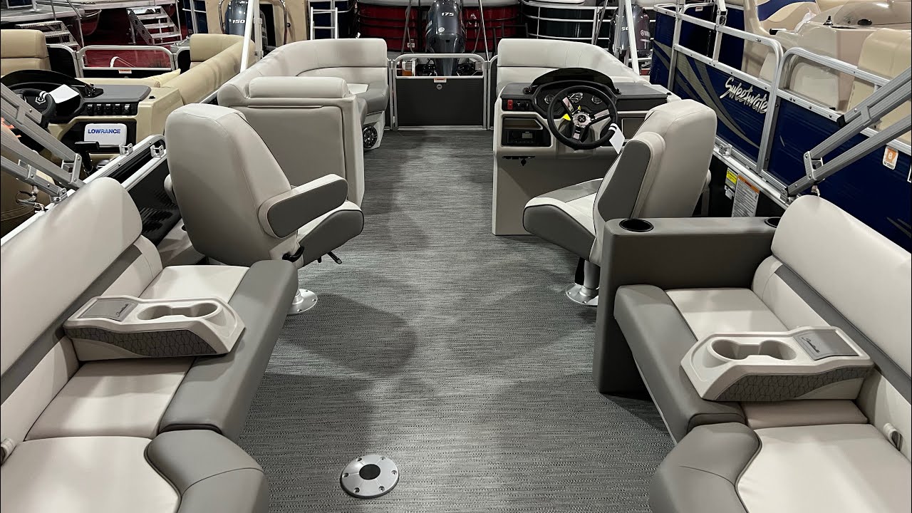 2023 Sweetwater 2286SBX Tri-Toon in Charcoal w/150HP & Double Bimini