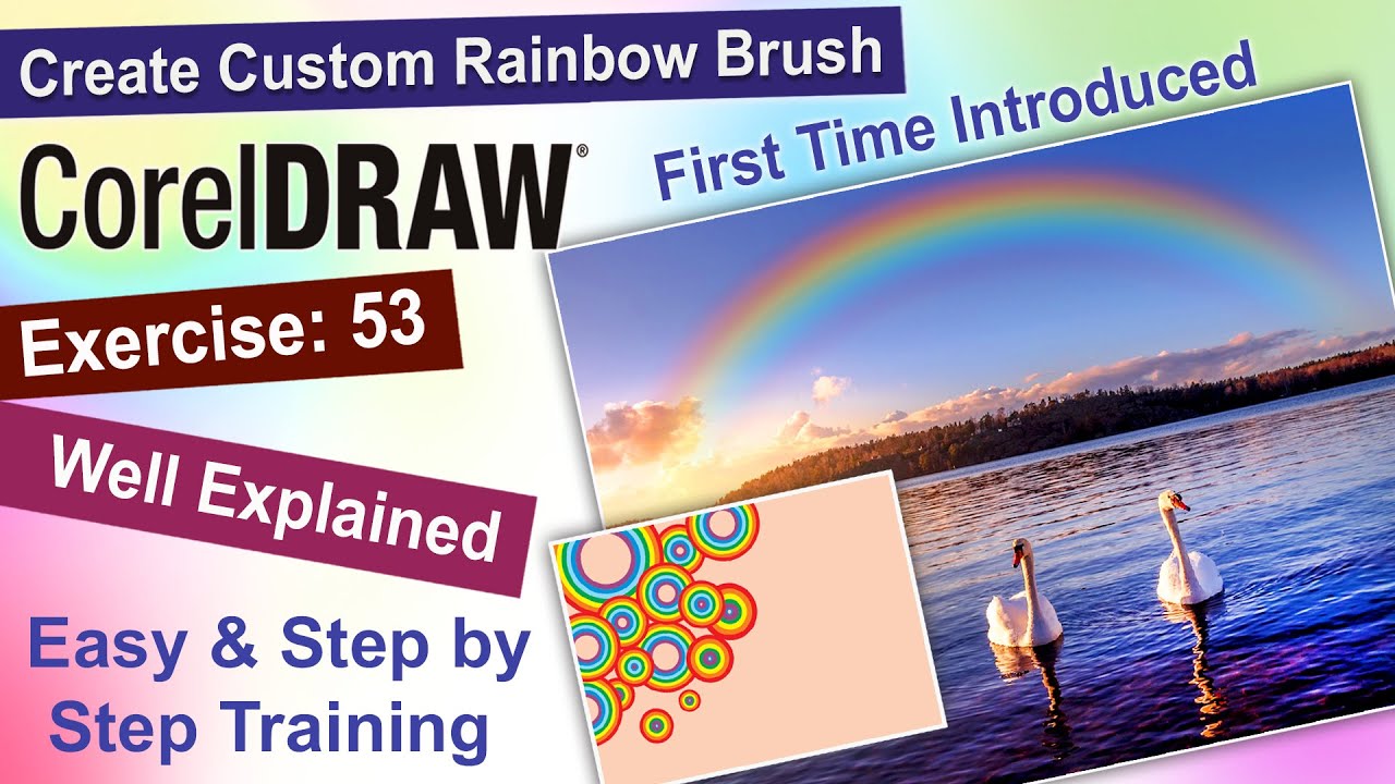 How to Create Custom Rainbow Brush Using Artistic Media in Corel Draw Exercise No. 53 | YN Tutor