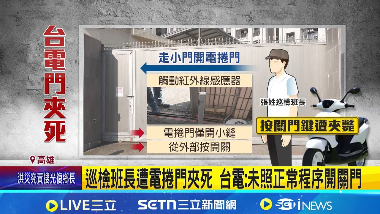 妻哭斷腸! 台電張領班上班開電捲門遭夾斃 兒拿破碎安全帽哽咽! 工作37年! 台電領班疑誤按電捲門