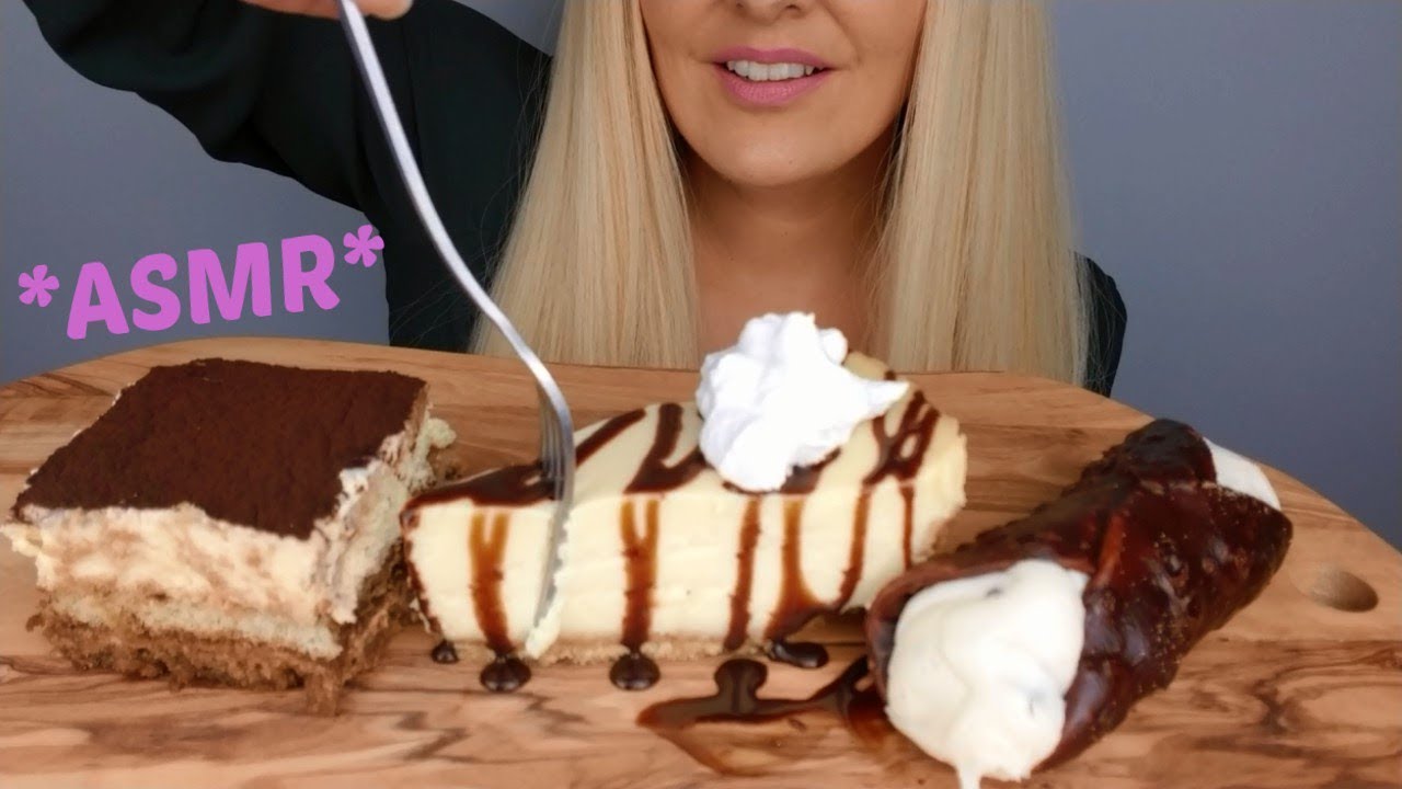 ASMR CHOCOLATE CANNOLI | CHEESECAKE | TIRAMISU CAKE [Soft Eating Sounds] *No Talking