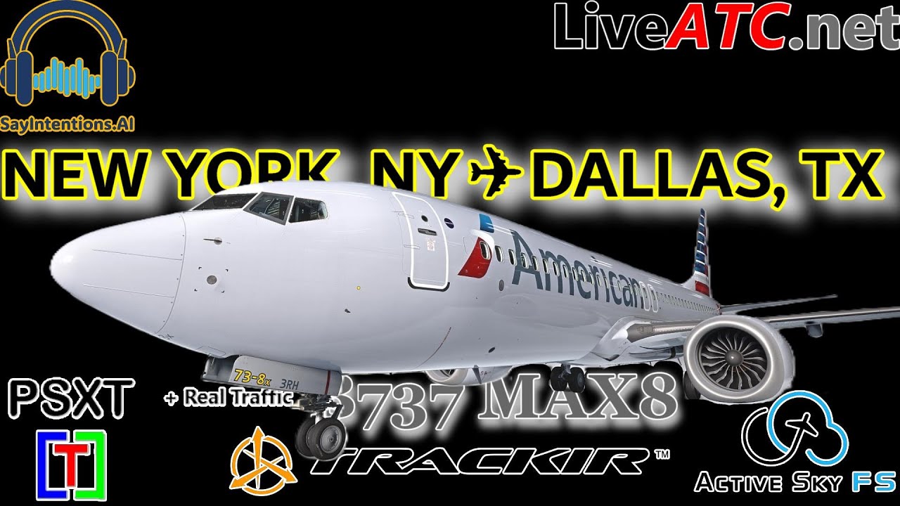 4K ULTRA HD  | BACK TO DALLAS LAST FLIGHT DODGING HIGH WINDS  |  KJFK-KDFW