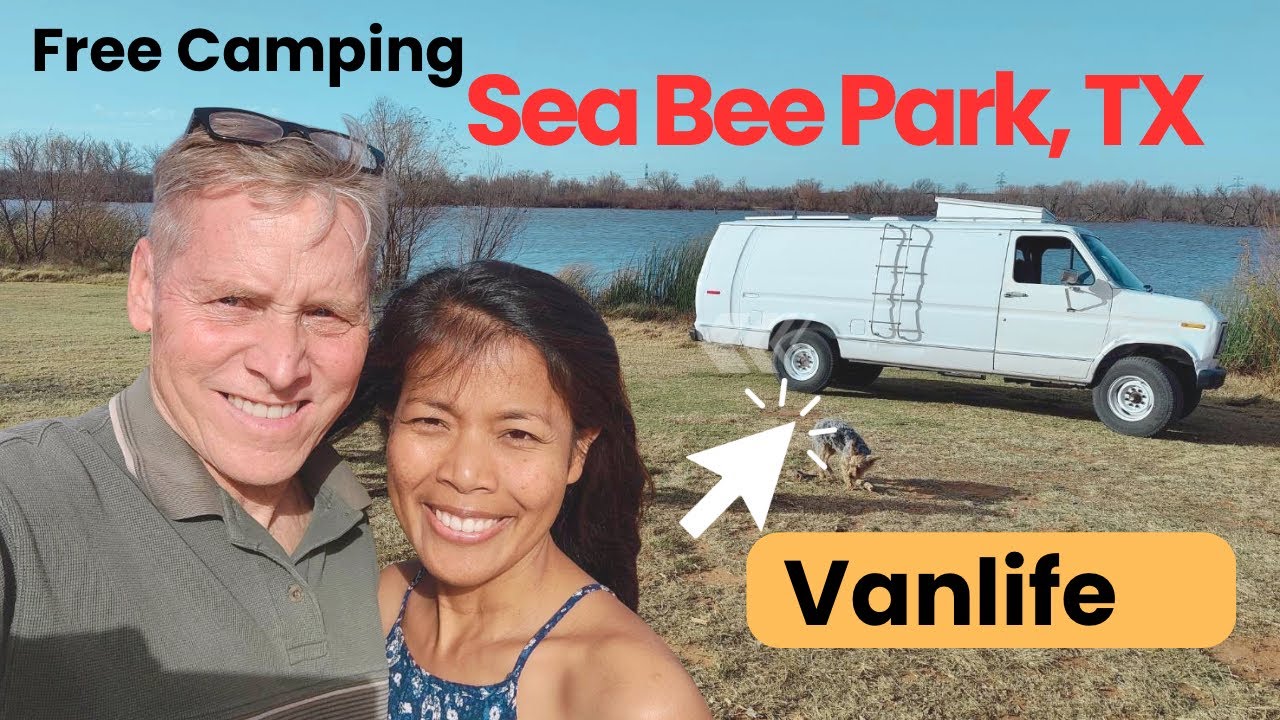 SEA BEE PARK, Free Texas Camping with Our 1991 Van, Family, & Puppies