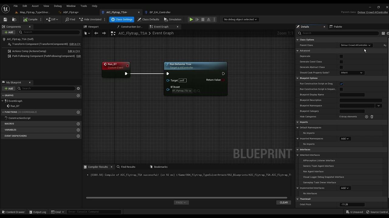 Unreal Engine AI Controller Class Setting Detour Crowd AIController