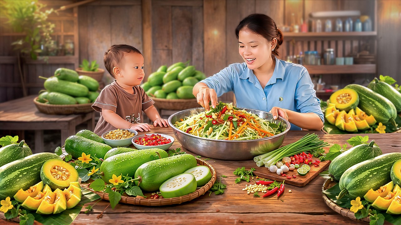 Flavor-Packed Winter Melon Salad Recipe | Thuy Single Mom Cooking with Her Son | Daily Life