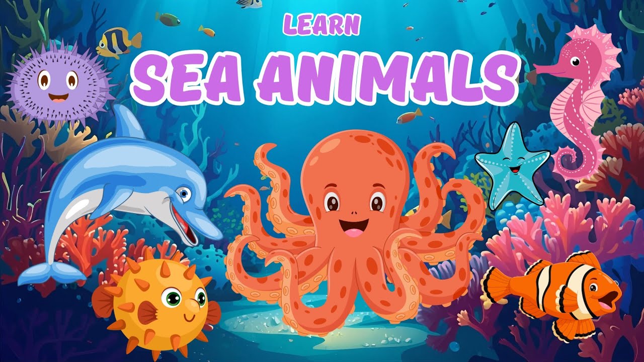 Морские животные для малышей и детей! 🐠 Весёлое и простое обучающее видео | Английский словарь