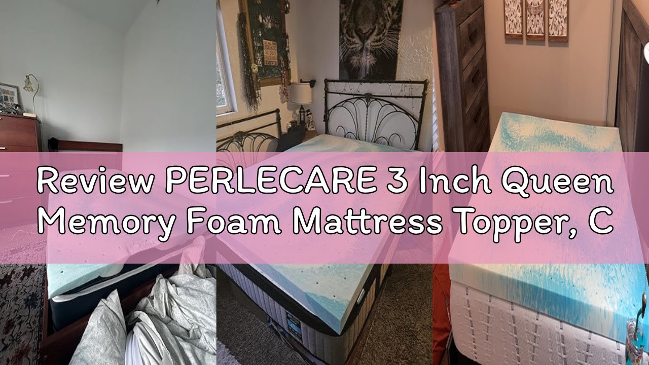 Review PERLECARE 3 Inch Queen Memory Foam Mattress Topper, Cooling Gel Infused Mattress Pad, Ventila