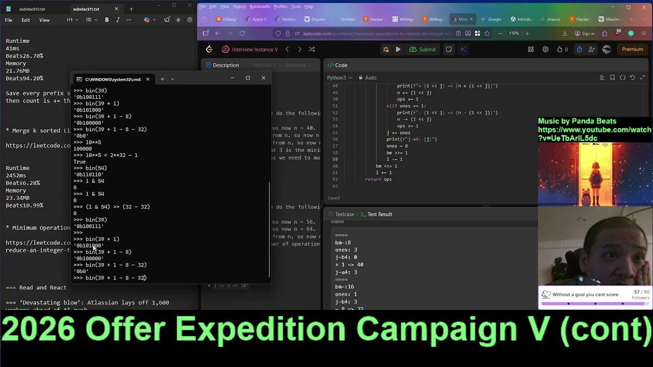 Study stream 60 #studywithme #leetcode #programming #systemdesign #ai #substack