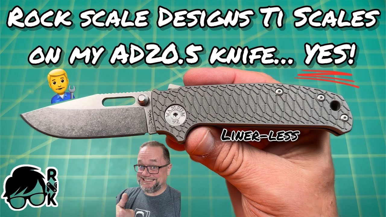 Adding some amazing Rockscale Designs Ti scales to my AD20.5 knife… stunning!