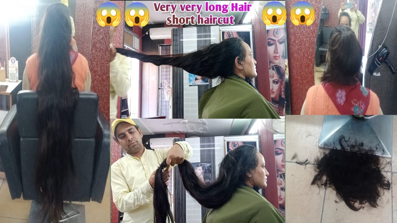 VERY very Long To Short Haircuts/ women long to short haircut 😂