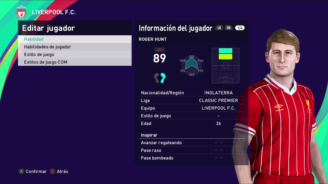 Roger Hunt - PES Clasico (Face, Body& Stats)