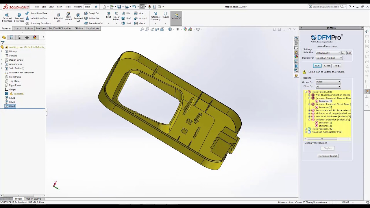 DFMPro For SOLIDWORKS Injection Molding Demo