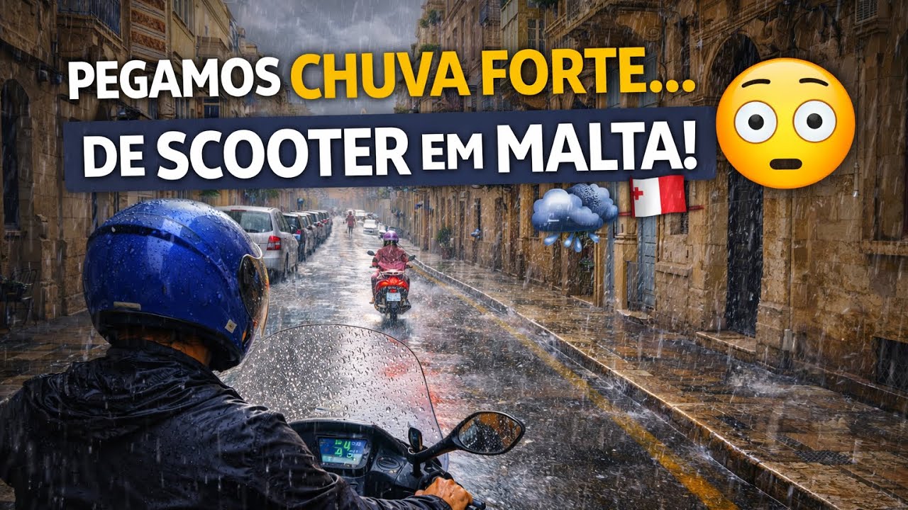 🌧️ Pegamos Chuva Forte Andando de Scooter em Malta 😳🇲🇹