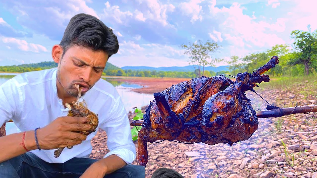 Whole Chicken Roast in jungle | Full Chicken fried Recipe | Delicious Chicken Recipe #cooking