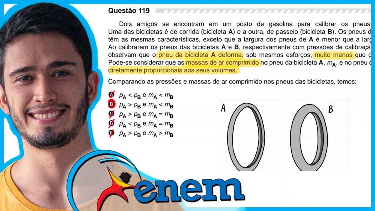 ENEM 2019 - Dois amigos se encontram em um posto de gasolina para calibrar os pneus de suas biciclet