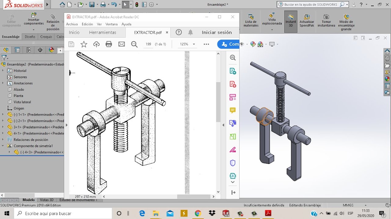 Aprendiendo a utilizar SolidWorks ENSAMBLAJE EXTRACTOR Parte#1