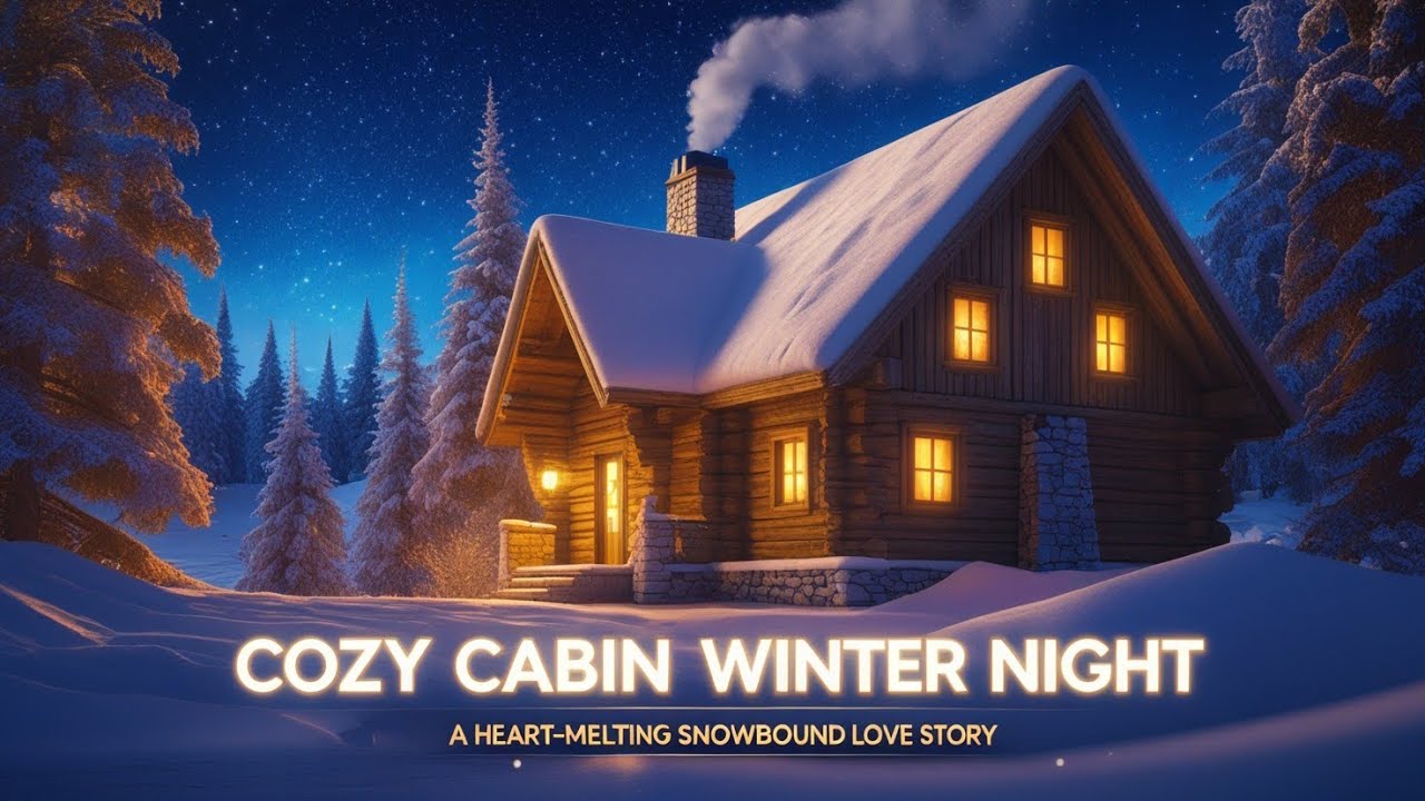 Cozy Cabin Winter Night 🌨️ Romantic Snowfall Love Story & Bedtime ASMR Audio