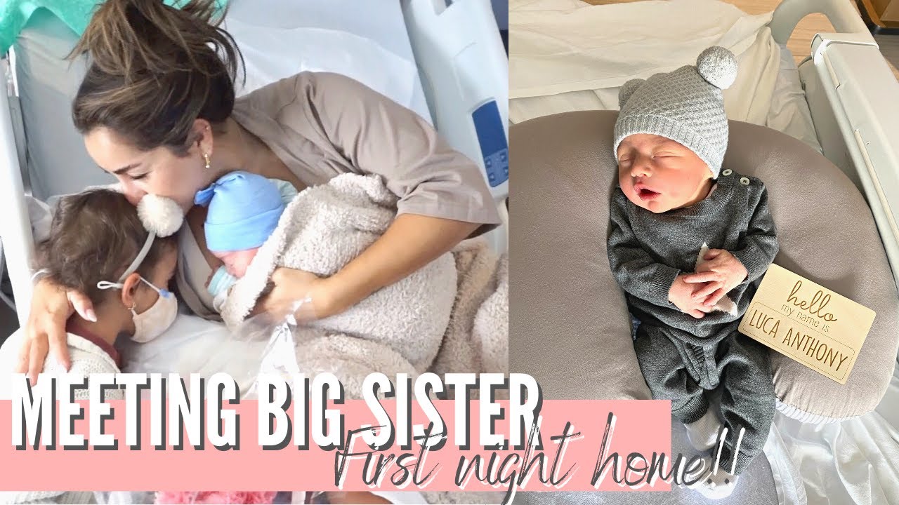 MEETING BIG SISTER & GOING HOME | First night home with newborn | XoJuliana