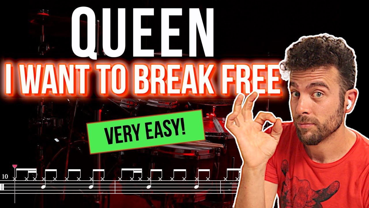 Queen - I Want To Break Free - Drum cover (with scrolling drum sheet)