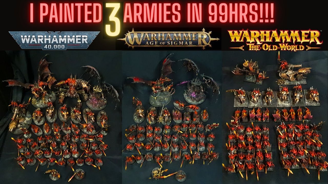Я нарисовал 3 ЦЕЛЫХ АРМИИ WARHAMMER за 99 часов! Демоны Хаоса Кхорна!