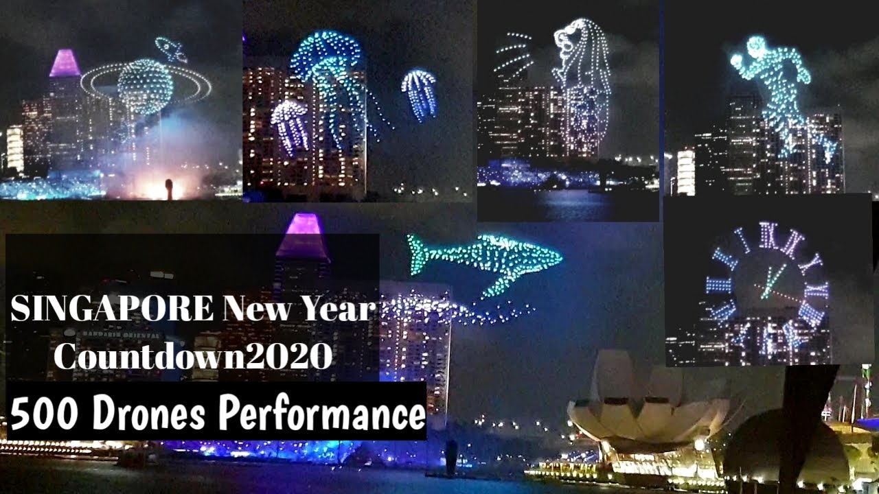 SINGAPORE New Year Countdown 2020 | 500 Drones Performance #Marinabay | Part-2