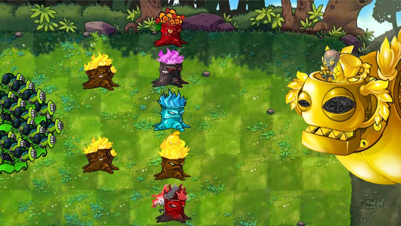 SuperThreeGatling+5 types of TorchWood VS 999Zombies-------Plants vs Zombies